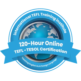 120 Hour ONLINE TEFL Certification Badge issued to graduates